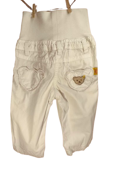 🌸 Steiff Hose – Weißer Klassiker mit Teddy-Details 🧸