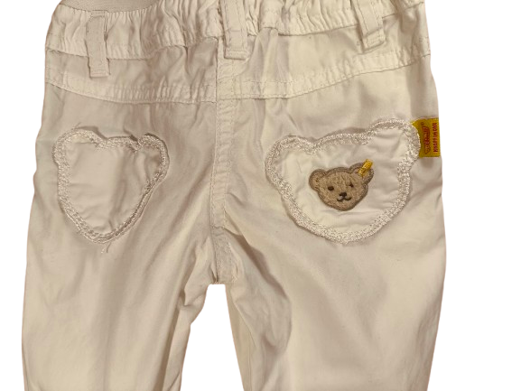 🌸 Steiff Hose – Weißer Klassiker mit Teddy-Details 🧸
