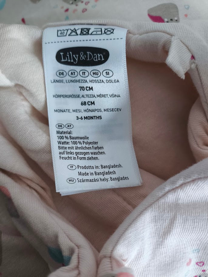 🌙 Kuscheliger Babyschlafsack von Lily & Dan (Pilze, Regen, Schnecken) – Größe 70 🌙