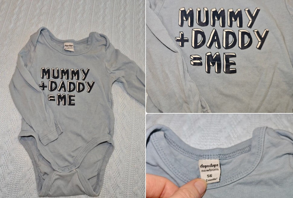 Langarmbody (Spruch, Blau)