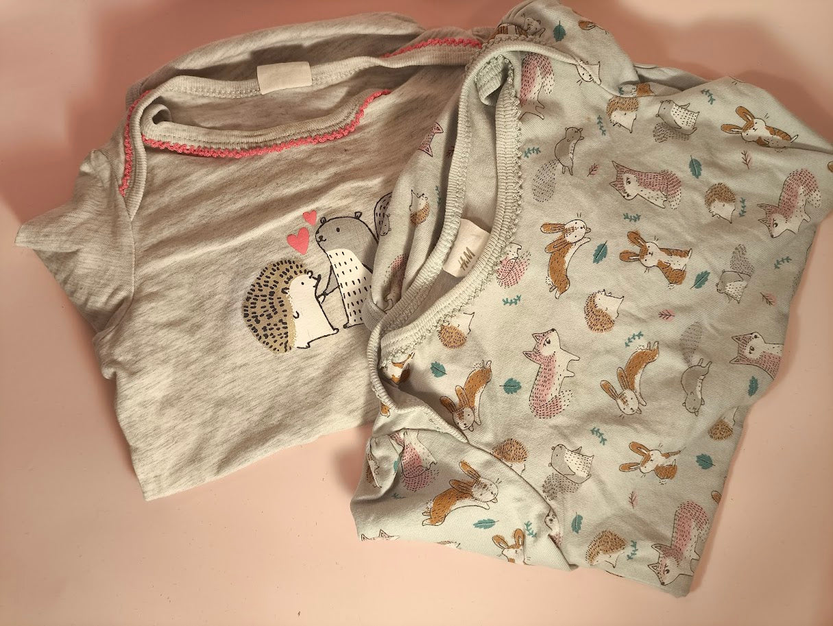 H&M Body-Set Langarm mit Waldtieren (Mädchen)